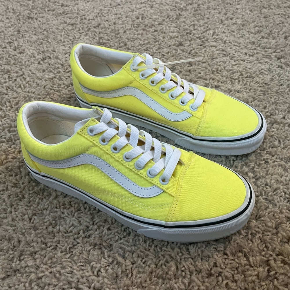 Vans bright Yellow Low-Top Canvas Sneakers with White Stripe